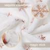 48 Inch Christmas Tree Skirt White Faux Fur with Sequin Snowflakes Large Rose Gold Thick Xmas Plush Tree Skirt Ornaments view 3