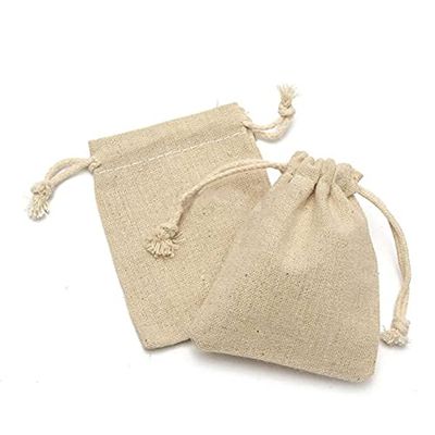 YAYA2021-SHOP Sturdy Storage Box 50 Pieces Natural Linen Pouch Drawstring Burlap Jute Sack Gift Packaging Bags for Party Wedding Storage Home Supplies for Christmas, Halloween, Graduations, Weddings