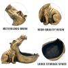aboxoo Hippo Statue Home Resin Hippopotamus Figurine Sculpture Table Art Decoration Sundries Key Container Storage Box (Gold) view 2