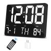 Amgico Digital Alarm Clock with Snooze, Temperature, Auto Dimming, 11.5" Large Display Calendar, Desk/Wall Clock for Bedroom, Living Room, Office, Home, Classroom, Kids, Elderly - White view 1