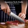 AMSZL Japanese Chef Knife Santoku Knife, 7 inch Japanese VG10 Steel Damascus Kitchen Knife Professional Sharp Chefs Knife, Hammered Forged, Ergonomic Ebony Handle, with GiftBox view 3