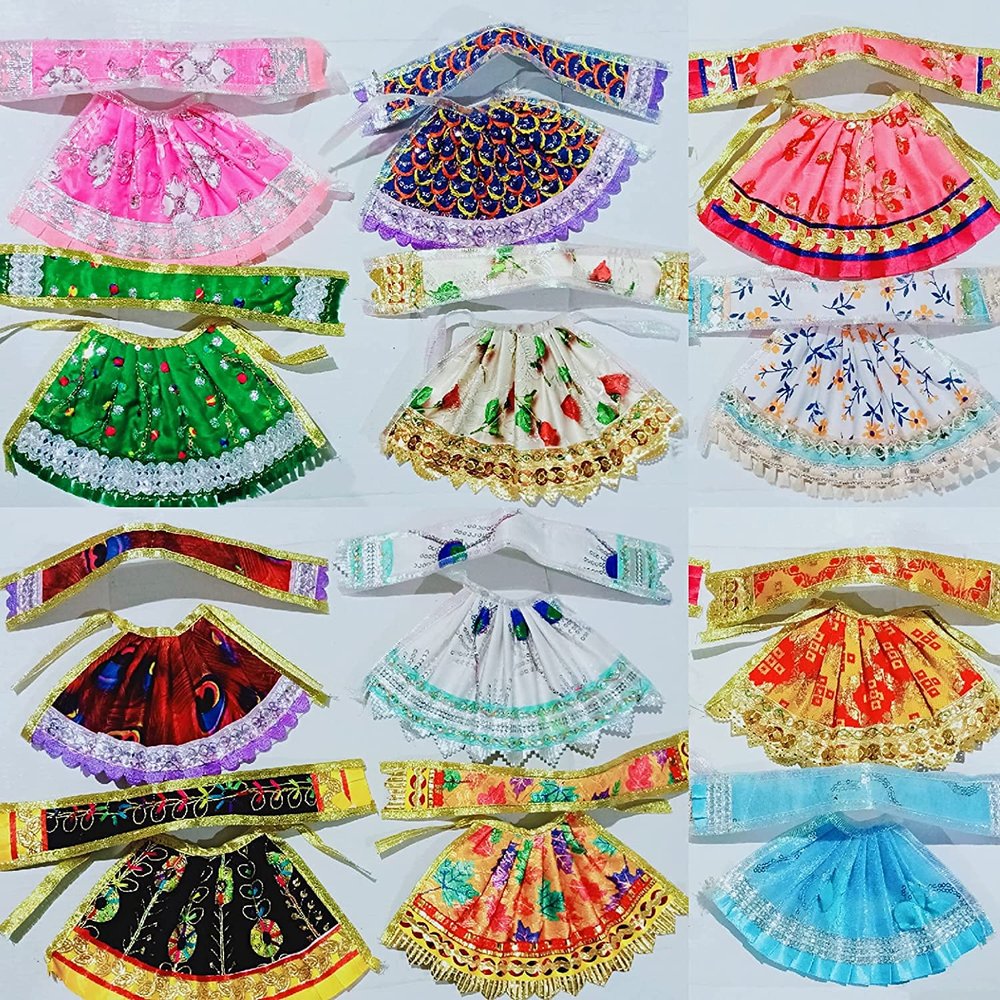 Aadhya Wellness Devi MATA Dress Lahenga with Patka Pcs of 10 Pcs Set Beautiful Maa Durga Poshak Size 3 No Multicolor