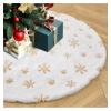 36 Inches Christmas Tree Skirt White Faux Fur Tree Skirts with Gold Sequin Snowflakes Soft Plush Tree Skirt for Xmas Tree Decorations view 1