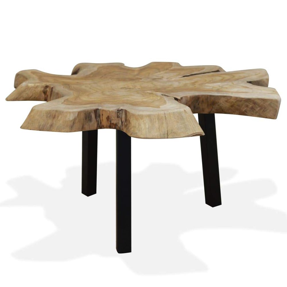 ZQQLVOO Rustic Coffee Table with Iron Table Legs, Root Carving Tea End Table, Low Table, Couch End Side Table, for Home Office Living Room Furniture, Genuine Teak 31.4"x27.5"x14.9"