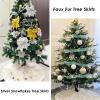 Christmas Tree Skirt 48 Inch White Faux Fur Tree Skirts with Silver Snowflakes Winter Large Plush Xmas Tree Mat Christmas Tree Decorations view 2
