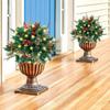 Glintoper Lighted Artificial Christmas Urn Filler, Pre-lit Xmas Pine Trees with Cones, Golden & Red Berries, Tripod Stake and 60 LED Lights, Outdoor Light Up Planter Filler Holiday Home Decor, 2 Pack view 2