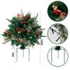 Glintoper Lighted Artificial Christmas Urn Filler, Pre-lit Xmas Pine Trees with Cones, Golden & Red Berries, Tripod Stake and 60 LED Lights, Outdoor Light Up Planter Filler Holiday Home Decor, 1 Pack view 4