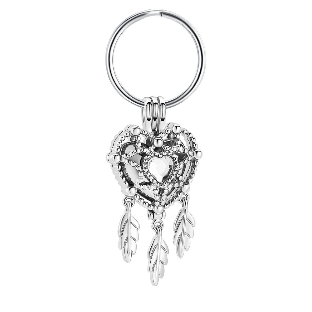 Cremation Jewelry Heart Dream Catcher Urn Keychain for Human Ashes Cremation Keepsake Memorial Urn Keyring for Women Men