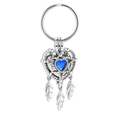 Cremation Jewelry Heart Dream Catcher Urn Keychain for Human Ashes Cremation Keepsake Memorial Urn Keyring for Women Men