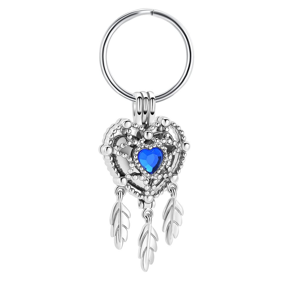 Cremation Jewelry Heart Dream Catcher Urn Keychain for Human Ashes Cremation Keepsake Memorial Urn Keyring for Women Men