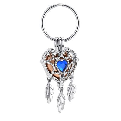 Cremation Jewelry Heart Dream Catcher Urn Keychain for Human Ashes Cremation Keepsake Memorial Urn Keyring for Women Men