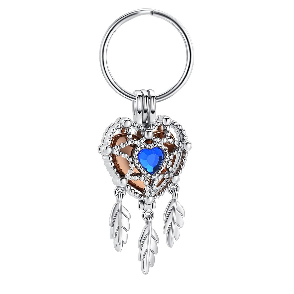 Cremation Jewelry Heart Dream Catcher Urn Keychain for Human Ashes Cremation Keepsake Memorial Urn Keyring for Women Men