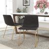 BizChair 18 inch Dining Table Height Chair, Mid-Back Sled Base Dining Chair in Dark Gray LeatherSoft with Gold Frame, Set of 2 view 1
