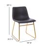 BizChair 18 inch Dining Table Height Chair, Mid-Back Sled Base Dining Chair in Dark Gray LeatherSoft with Gold Frame, Set of 2 view 2