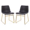 BizChair 18 inch Dining Table Height Chair, Mid-Back Sled Base Dining Chair in Dark Gray LeatherSoft with Gold Frame, Set of 2 view 4