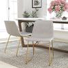 BizChair 18 inch Dining Table Height Chair, Mid-Back Sled Base Dining Chair in Light Gray LeatherSoft with Gold Frame, Set of 2 view 1
