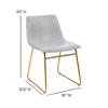 BizChair 18 inch Dining Table Height Chair, Mid-Back Sled Base Dining Chair in Light Gray LeatherSoft with Gold Frame, Set of 2 view 2