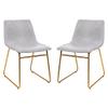 BizChair 18 inch Dining Table Height Chair, Mid-Back Sled Base Dining Chair in Light Gray LeatherSoft with Gold Frame, Set of 2 view 4