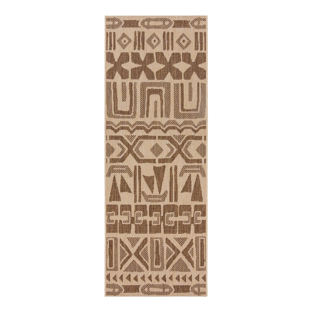 Gertmenian Indoor/Outdoor Kona Coast by Reyn Spooner Runner Rug - 2x6 Runner, Stain & UV Resistant, Ideal for Deck, Patio, Poolside Rooms - Tribal, Light Brown, 46672