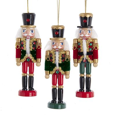 Green and Red Soldier Nutcracker Ornaments, 3 Assorted