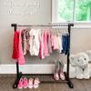 Child Garment Rack- Kids Closet Organizer- with Childrens Velvet Hangers (Includes 10 Children's Hangers) (Black Rack with 10 White Hangers) view 1