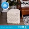 BIRDROCK HOME Bud Pouf Foot Stool Ottoman - Knit Bean Bag Floor Chair - Cotton Braided Cord - Great for The Living Room, Bedroom and Kids Room - Small Furniture view 4