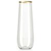 30 Plastic Stemless Champagne Flutes - Disposable Unbreakable 9 Oz toasting glasses, With Gold rim | Reusable, Clear, Fancy & Shatterproof Champagne Glasses - Ideal for Weddings, Birthdays, Parties view 2