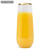 30 Plastic Stemless Champagne Flutes - Disposable Unbreakable 9 Oz toasting glasses, With Gold rim | Reusable, Clear, Fancy & Shatterproof Champagne Glasses - Ideal for Weddings, Birthdays, Parties view 3