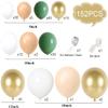 152pcs Sage Green Balloons Garland Kit - Balloon Arch With White, Peach, Gold and Retro Olive Green Balloons, Perfect for Wedding Baby & Bridal Shower Birthday Party Decorations view 2