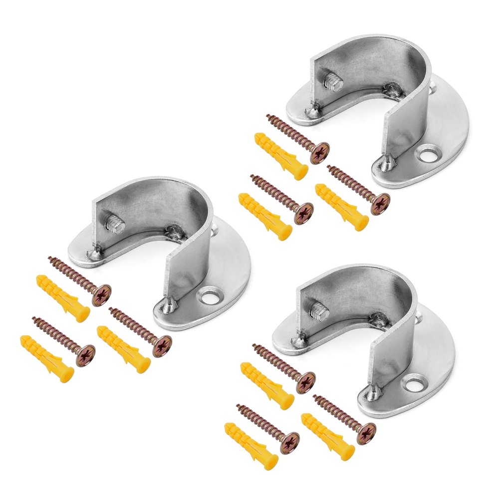 Juvielich Stainless Steel Rod Socket Closet Pole Sockets U-Shaped Open Type Socket Bracket Fit for 35mm/1.38" Pipe Diameter 2PCS
