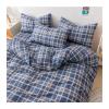 MZP Twin Quilt/Duvet Cover with Fitted Sheet 4 Piece Set Soft Double 100% Cotton Full/Queen Comforter Cover with Zipper Closure Corner Ties Fitted Sheet Pillowcases(Blue,200x230-180x200+25CM) view 1