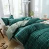 MZP Twin Quilt/Duvet Cover with Fitted Sheet 4 Piece Set Soft Double 100% Cotton Full/Queen Comforter Cover with Zipper Closure Corner Ties Fitted Sheet Pillowcases(Blue,200x230-180x200+25CM) view 4