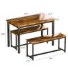 AWQM Dining Table Set with Two Benches, Kitchen Table Set for 4-6 Persons, Kitchen Table of 43.4 x 23.7 x 28.6 Inches, Bench of 38.6 x 11.9 x 17.6 Inches Each, Rustic Brown and Black (0826NewSet01) view 2
