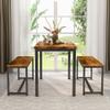 AWQM Dining Table Set with Two Benches, Kitchen Table Set for 4-6 Persons, Kitchen Table of 43.4 x 23.7 x 28.6 Inches, Bench of 38.6 x 11.9 x 17.6 Inches Each, Rustic Brown and Black (0826NewSet01) view 4