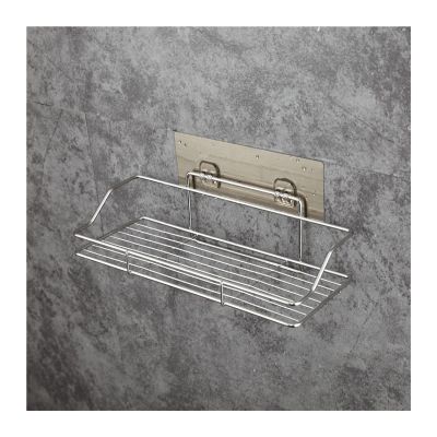ZTBH Bathroom Divider Stainless Steel Bathroom Storage Shelf, Punch Free Bathroom Wall Hanging Storage Rack Bathroom Hardware Sets
