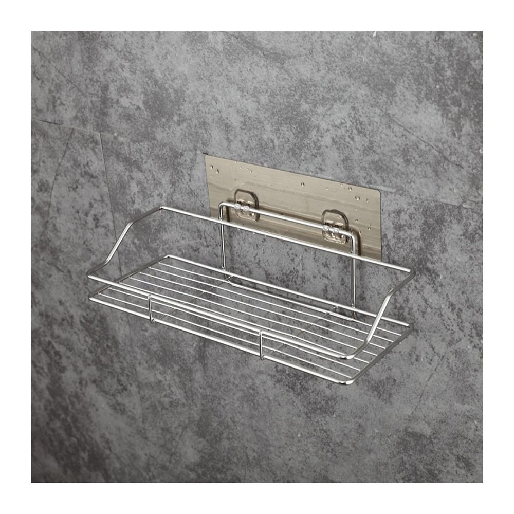 ZTBH Bathroom Divider Stainless Steel Bathroom Storage Shelf, Punch Free Bathroom Wall Hanging Storage Rack Bathroom Hardware Sets