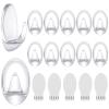 Blulu 12 Pcs Clear Adhesive Hooks for Hanging Wall Hooks Heavy Duty 22 lb Max No Damage Waterproof Transparent Hook with 15 Pcs Self-Adhesive Tapes for Home Bathroom Kitchen Office Wall view 1