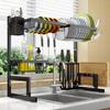 Over The Sink Dish Drying Rack Adjustable (25.6"-33.5"), 2 Tier Stainless Steel Large Dish Rack Drainer for Kitchen Counter Organizer Storage Space Saver with 10 Utility Hooks view 1