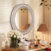 24 Inches Rustic Round Wall Mirrors - Wooden Farmhouse Circle Mirror for Bathroom, Entryway, Bedroom, Living Room, Entryway Decorative view 2