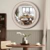24 Inches Rustic Round Wall Mirrors - Wooden Farmhouse Circle Mirror for Bathroom, Entryway, Bedroom, Living Room, Entryway Decorative view 3