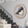 24 Inches Rustic Round Wall Mirrors - Wooden Farmhouse Circle Mirror for Bathroom, Entryway, Bedroom, Living Room, Entryway Decorative view 4