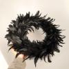 Wreath LIU- Halloween 15.7" Fluffy Black Feather for Halloween Decorations, Spooky Scene Party Favors, Photo Props, Front Door Window Wall Decor view 3