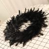 Wreath LIU- Halloween 15.7" Fluffy Black Feather for Halloween Decorations, Spooky Scene Party Favors, Photo Props, Front Door Window Wall Decor view 4
