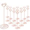 IMAMIN 16pcs Place Card Holders, 8.75 Inches Tall Table Number Holders, Rose Gold Picture Holder for Tables with Heart Shaped Clip for Wedding, Photos, Food Signs, Memo Notes, Restaurant, Birthday view 1