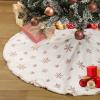 Christmas Tree Skirt Faux Fur Xmas Holiday Decorative Shiny Tree Skirt Thick Tree Skirt Sparkly Sequin White Snowflakes Tree Mats Holiday New Year Home Decoration 48inch Rose Gold view 1