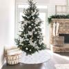 Christmas Tree Skirts White Tree Cover Sparkly Tree Mats 48inch Large Plush Fluffy Xmas Tree Skirt for Winter Holiday Festivel Tabletop Thick Tree Decoration view 4