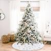 Christmas Tree Skirts 36inch Faux Plush White Tree Skirt Double Layers Gold Snowflakes Tree Skirt Cover Fluffy Round for Holiday Party Christmas Tree Decorations view 2