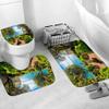 DDS-DUDES Garden Lake Shower Curtain Sets for Bathroom, Landscape Private Garden Near Lake Waterproof Shower Curtain Set with Non Slip Rugs, Toilet Cover and Bath Mat, 12 Plastic Hooks (Green Trees) view 3