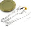 Snplowum 24-piece 6 Sets flatware, Retro Royal Dinnerware 18/0 Stainless Steel Utensils include Knife Fork Spoon And Dessert Fork (Silver) view 2
