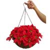 Christmas Flowers Chain Hanging Basket Flowerpot Artificial Flower Poinsettias Silk Ornament Flowers for Indoor Outdoor Home and Garden Christmas and New Year Decoration (Big Basket) view 2